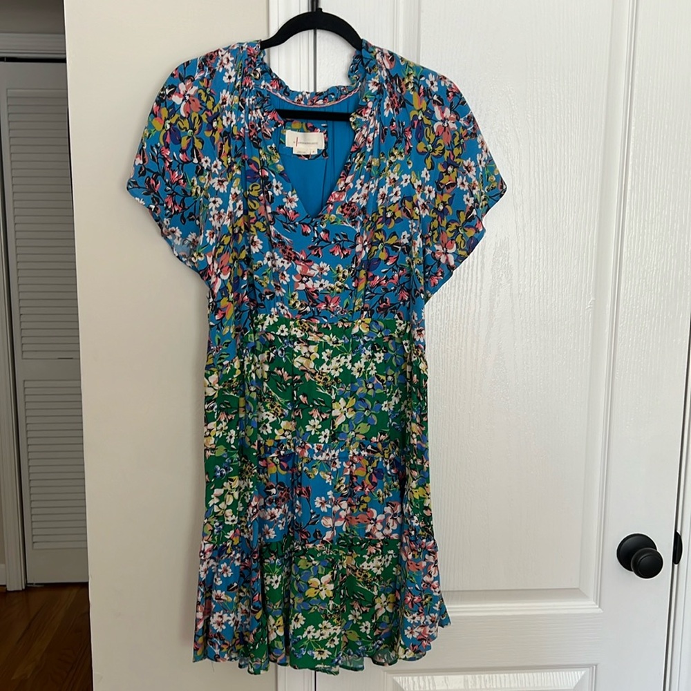 Anthropologie floral flutter sleeve dress